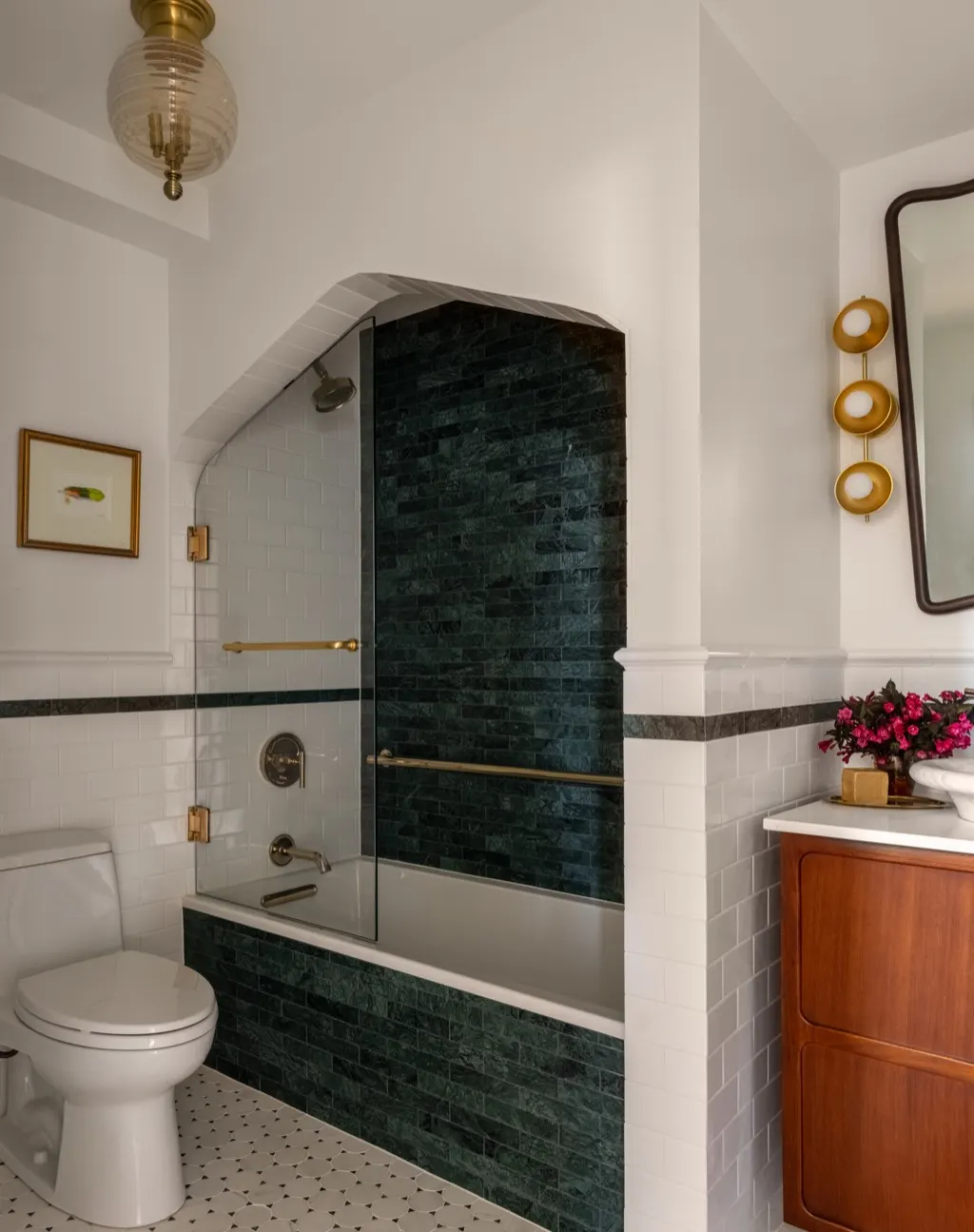 bathroom tub green marble tile from Queen Anne Crestside