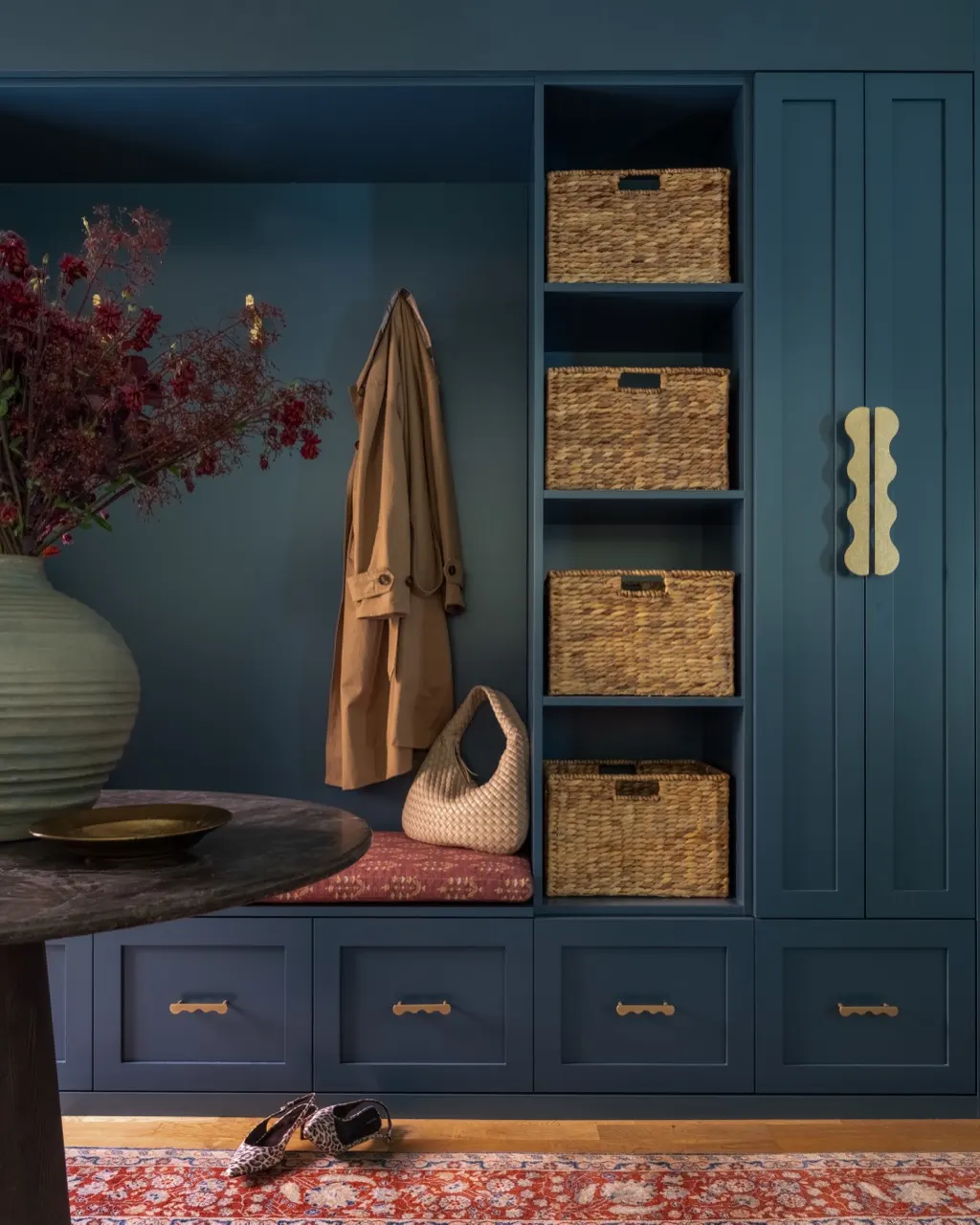 Queen Anne Crestside detail with mudroom storage baskets bench